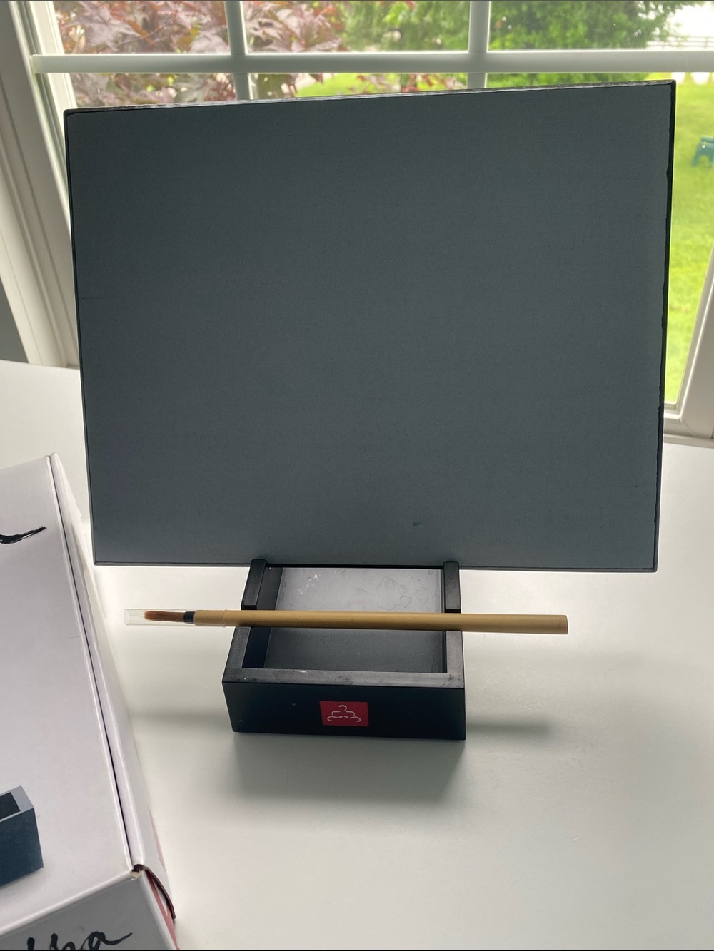 The Original Buddha Board, Slate Gray Desktop Painting Large Panel w/ Brush Rest